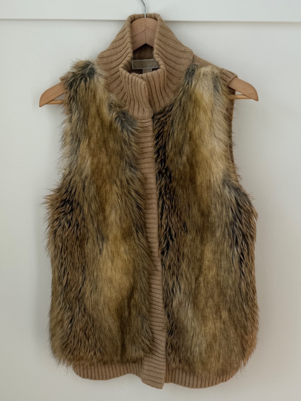Michael Kors Coyote Faux Fur Knit Sweater Vest
